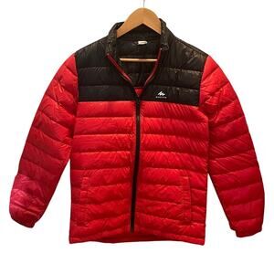 Quechua EU 160/80 Puffer Jacket | Red Black Down, Youth 14–15, NWOT